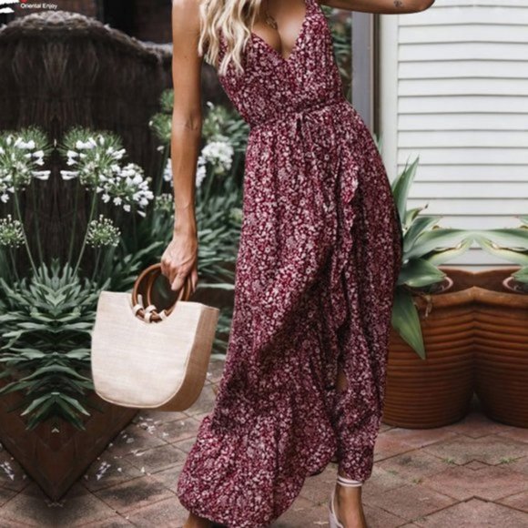 LAST FEW - Boho gypsy Floral print cami Maxi Dress - Picture 4 of 6